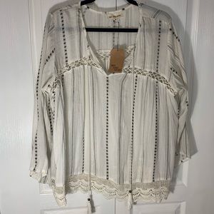 nwt sun & sand peasant blouse 100% rayon (M)
